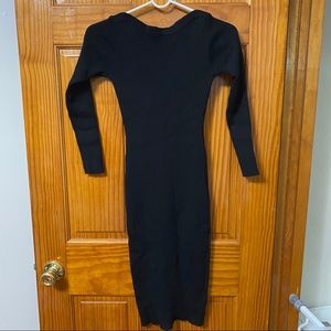 Boatneck stretch bodycon ribbed dress
